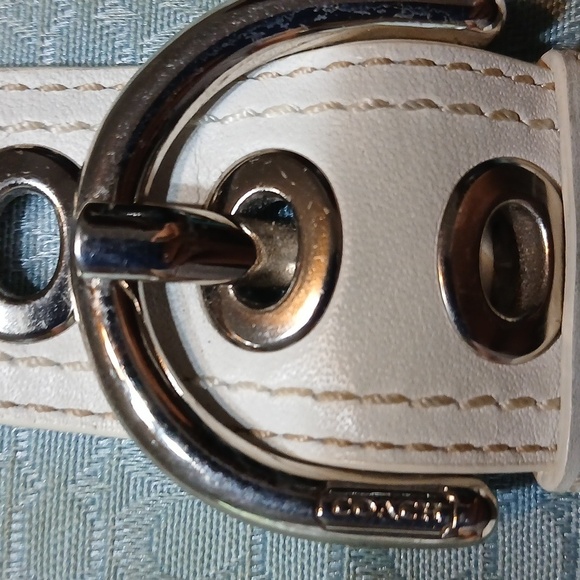 Coach Womens Wallet Light Blue Signature Tri-Fold Leather Canvas Buckle - Picture 6 of 7